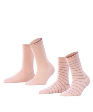 Falke Happy Stripe 2-Pack Socks Naisten Sukat Pinkki | 01276DKWX