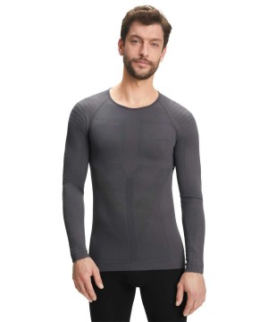 Falke Long sleeve shirt Warm Miesten Long Sleeve T-Shirts Mustat | 68259JFXD