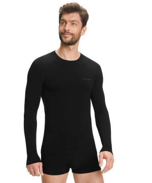 Falke Long sleeve shirt Wool-Tech Light Miesten Long Sleeve T-Shirts Mustat | 40371AGFQ