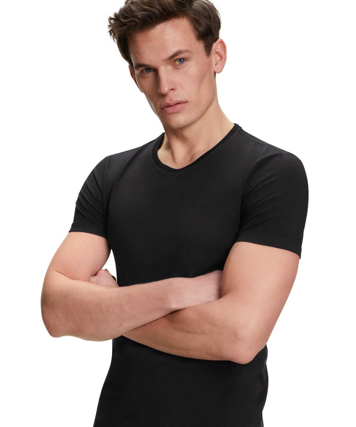 Falke 2-Pack T-Shirt Round-neck Daily Comfort Miesten Lyhythihainen Paita Mustat | 32607ASXR