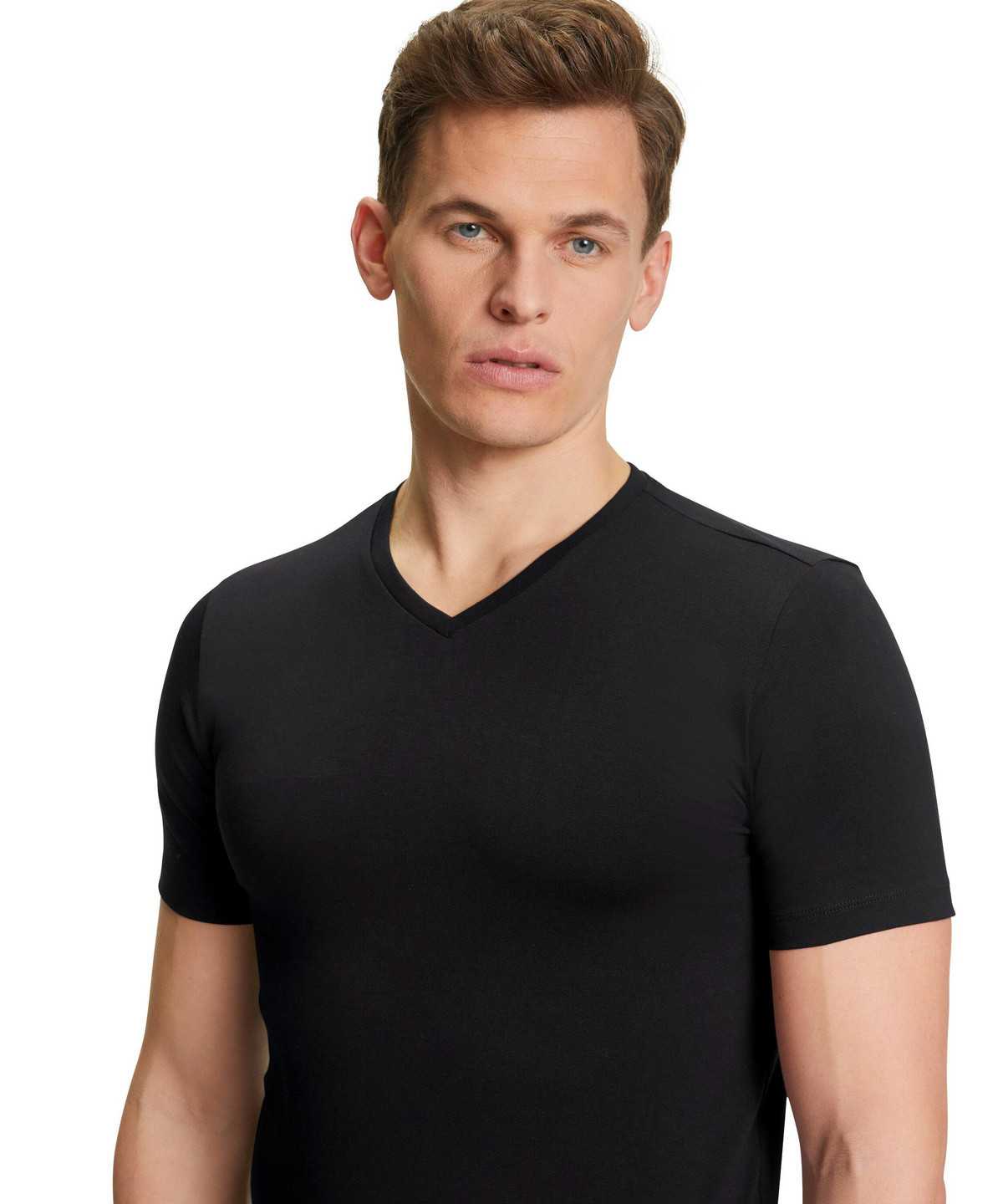 Falke 2-Pack T-Shirt V-neck Daily Comfort Miesten Lyhythihainen Paita Mustat | 98056FKXZ