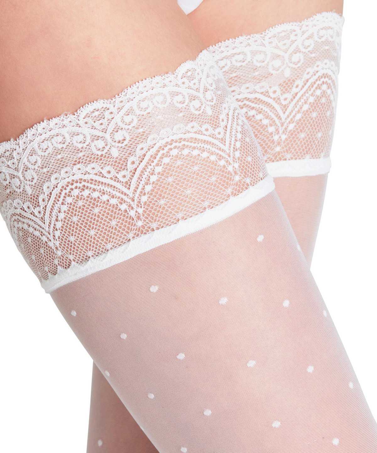 Falke Dot 15 DEN Stay-ups Naisten Thigh Highs Valkoinen | 06932ONTG