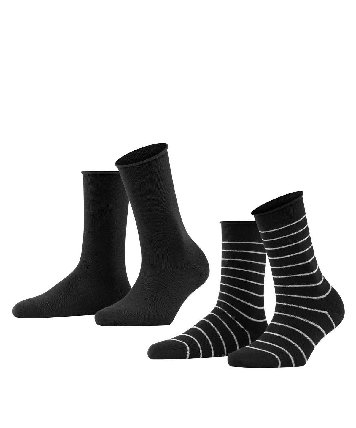 Falke Happy Stripe 2-Pack Socks Naisten Sukat Mustat | 78245ZBIY