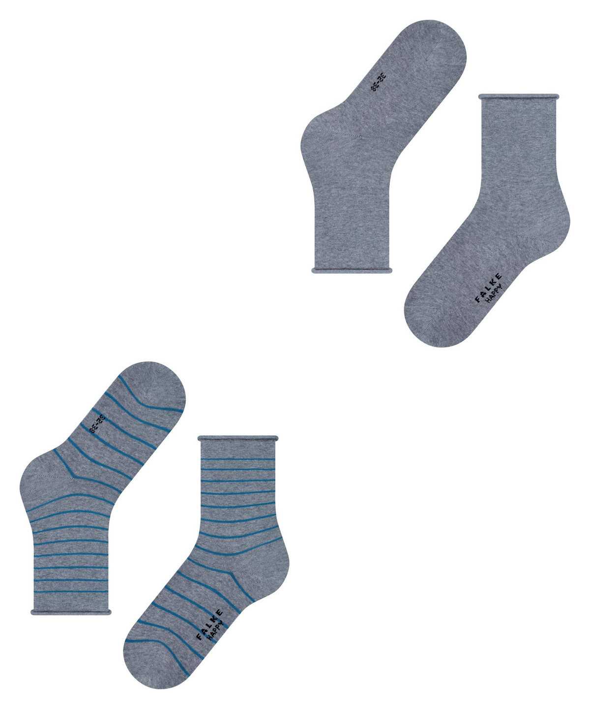 Falke Happy Stripe 2-Pack Socks Naisten Sukat Harmaat | 85941OGAS