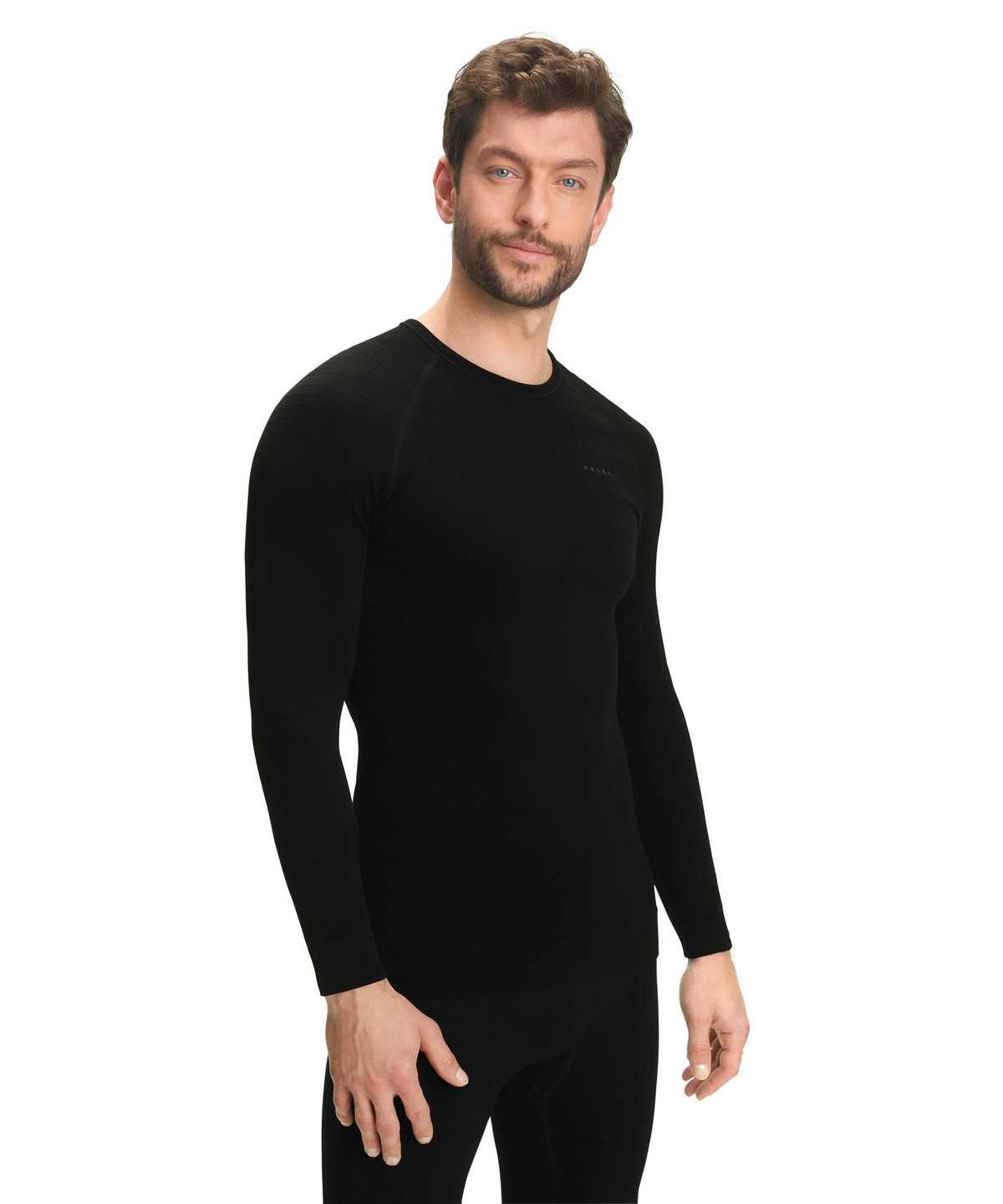 Falke Long sleeve shirt Maximum Warm Miesten Long Sleeve T-Shirts Mustat | 23687YQHO