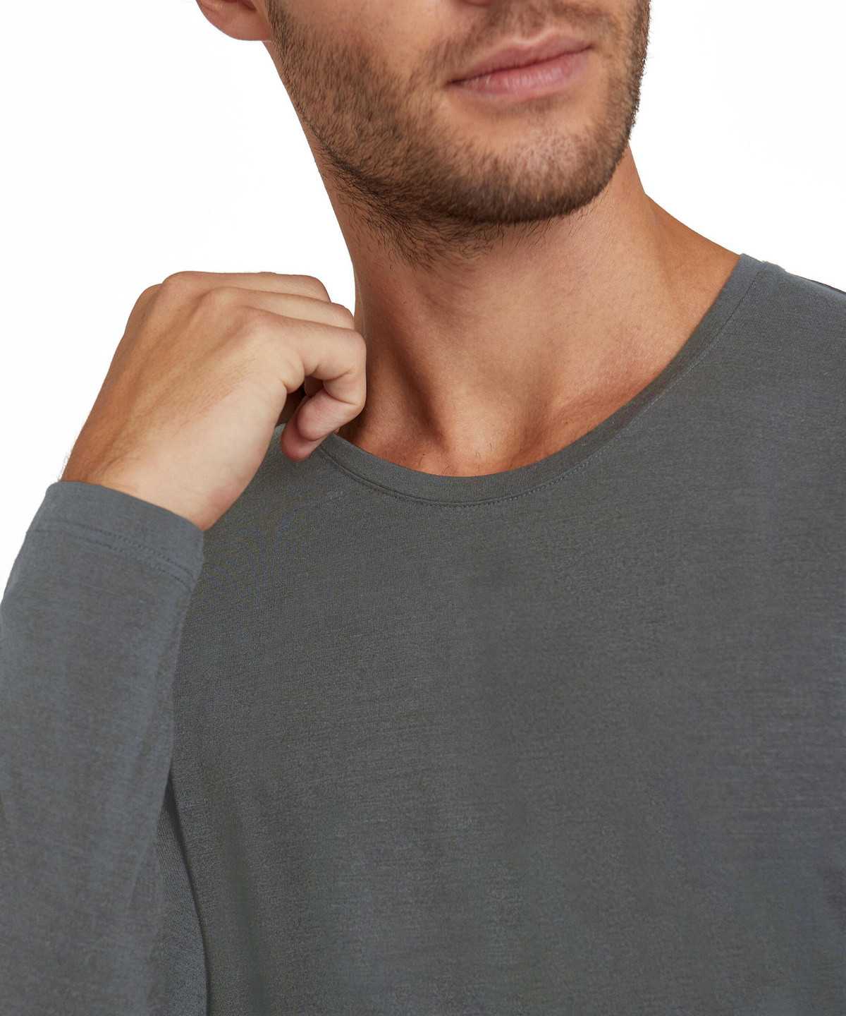 Falke Long sleeve shirt Round-neck Daily ClimaWool Miesten Long Sleeve T-Shirts Harmaat | 13048BHVP