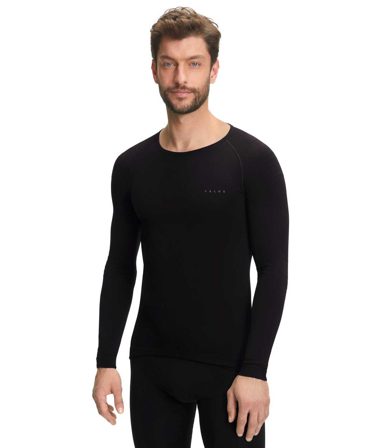 Falke Long sleeve shirt Warm Miesten Long Sleeve T-Shirts Mustat | 29471LKHP