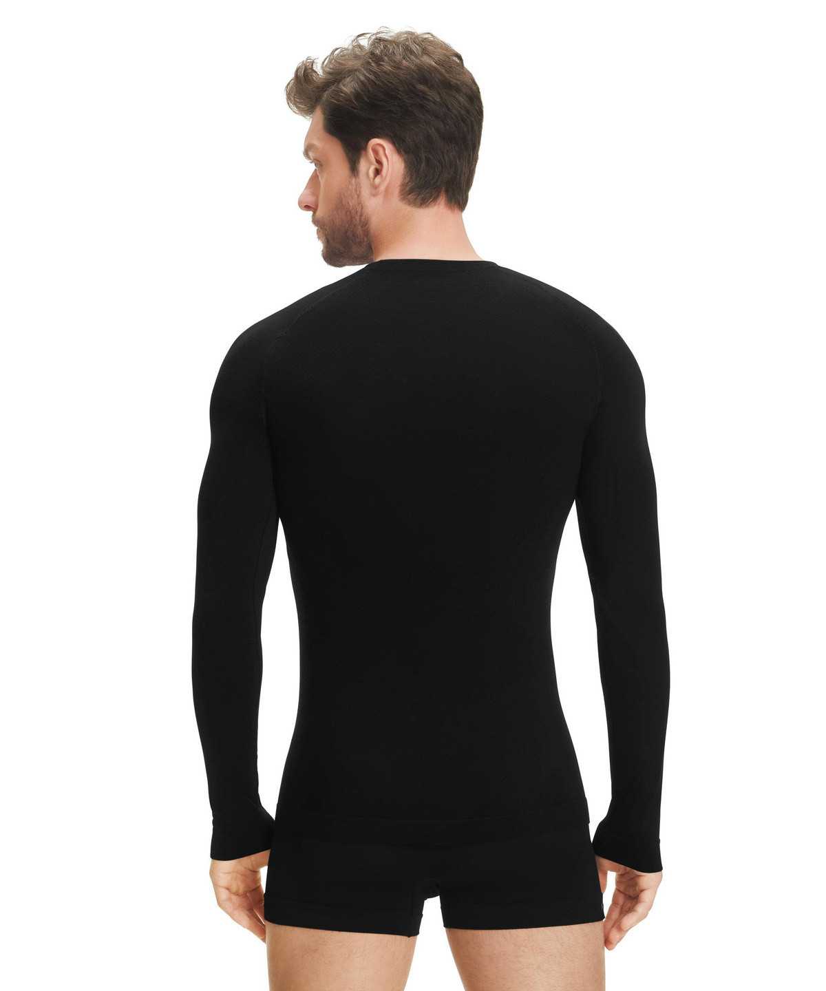 Falke Long sleeve shirt Wool-Tech Light Miesten Long Sleeve T-Shirts Mustat | 40371AGFQ