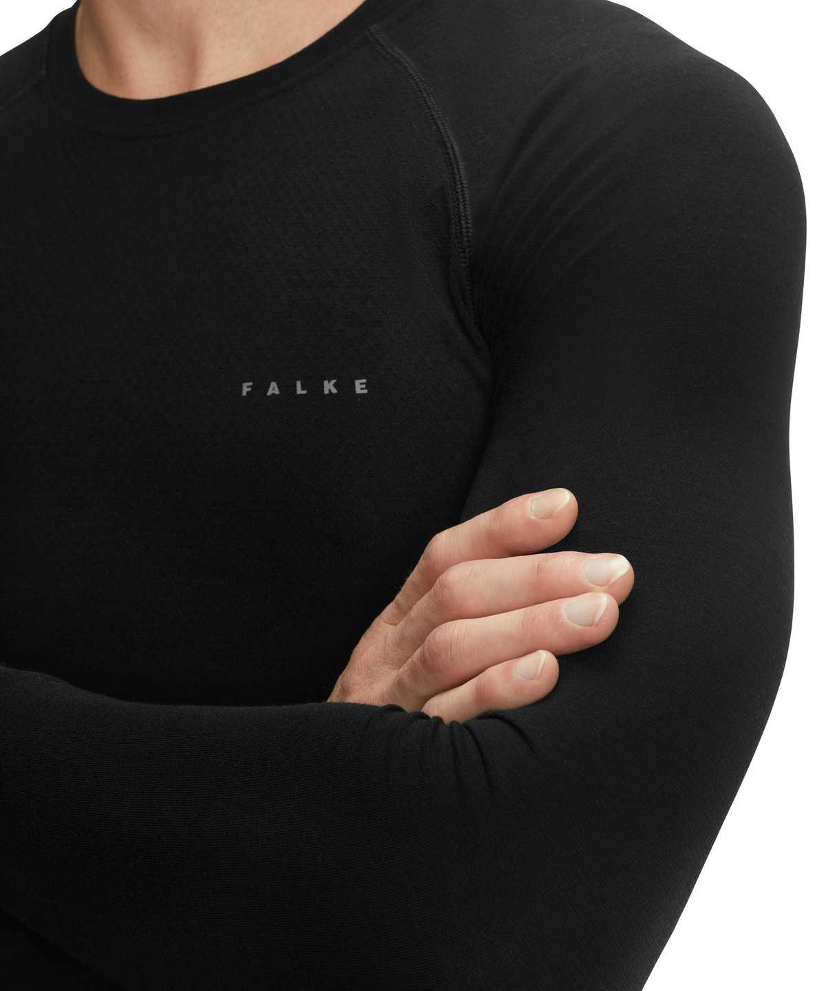 Falke Long sleeve shirt Wool-Tech Light Miesten Long Sleeve T-Shirts Mustat | 40371AGFQ