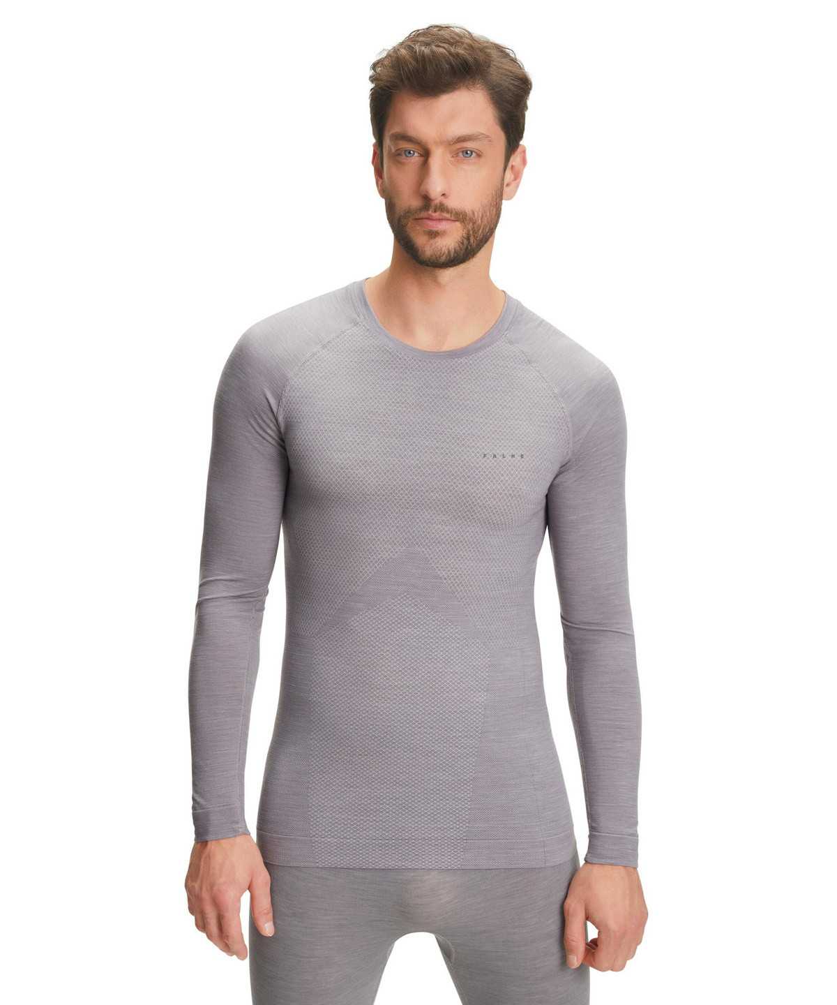 Falke Long sleeve shirt Wool-Tech Light Miesten Long Sleeve T-Shirts Harmaat | 59128RVME