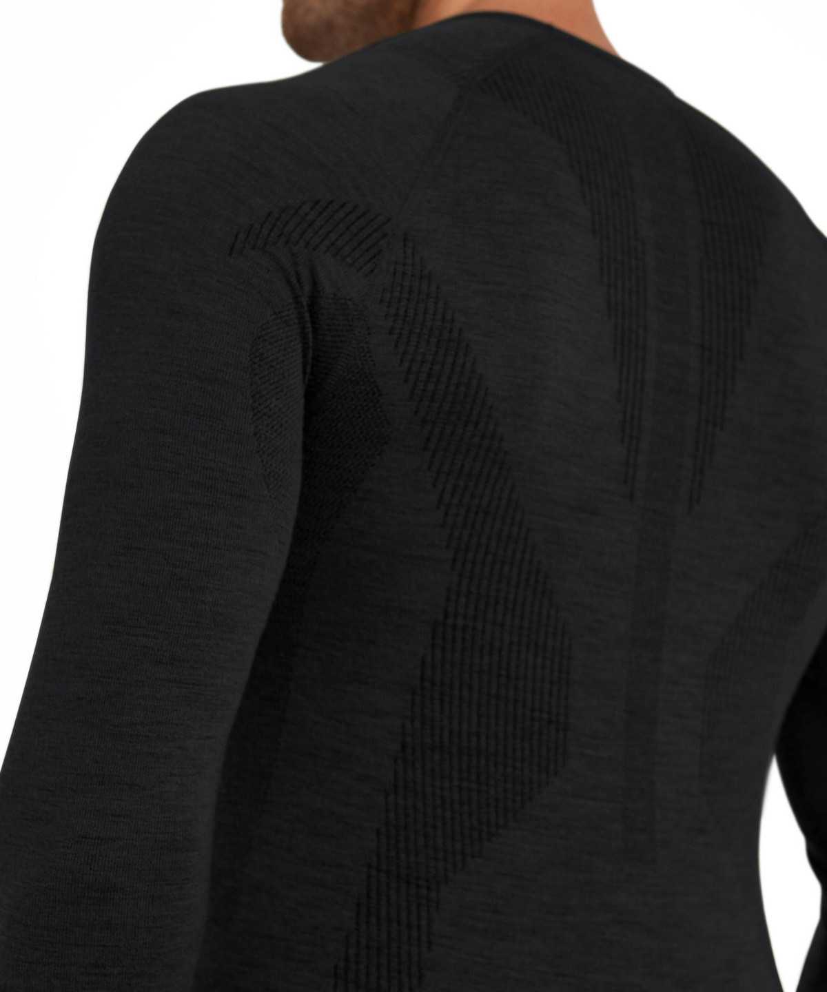 Falke Long sleeve shirt Wool-Tech Miesten Long Sleeve T-Shirts Mustat | 30576AIEK