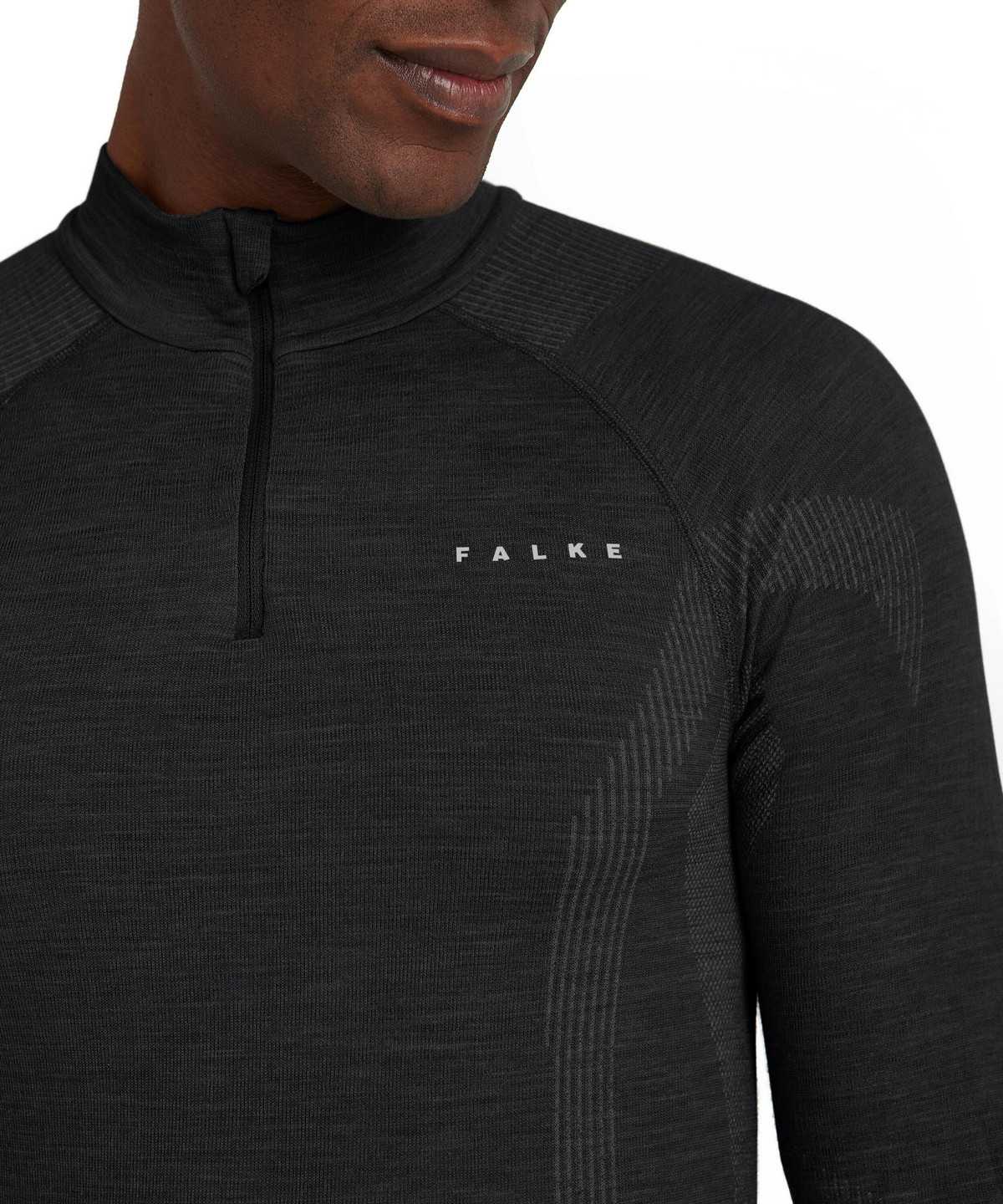 Falke Long sleeve shirt Wool-Tech Miesten Long Sleeve T-Shirts Mustat | 89702SHEM