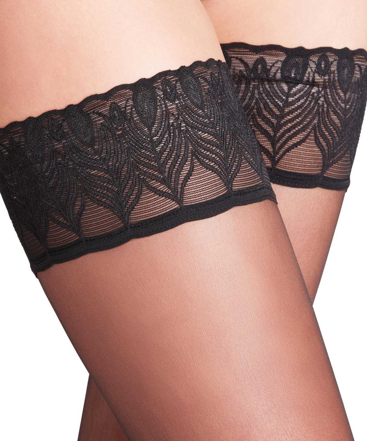 Falke Lunelle 8 DEN Stay-ups Naisten Thigh Highs Mustat | 41823SWTC