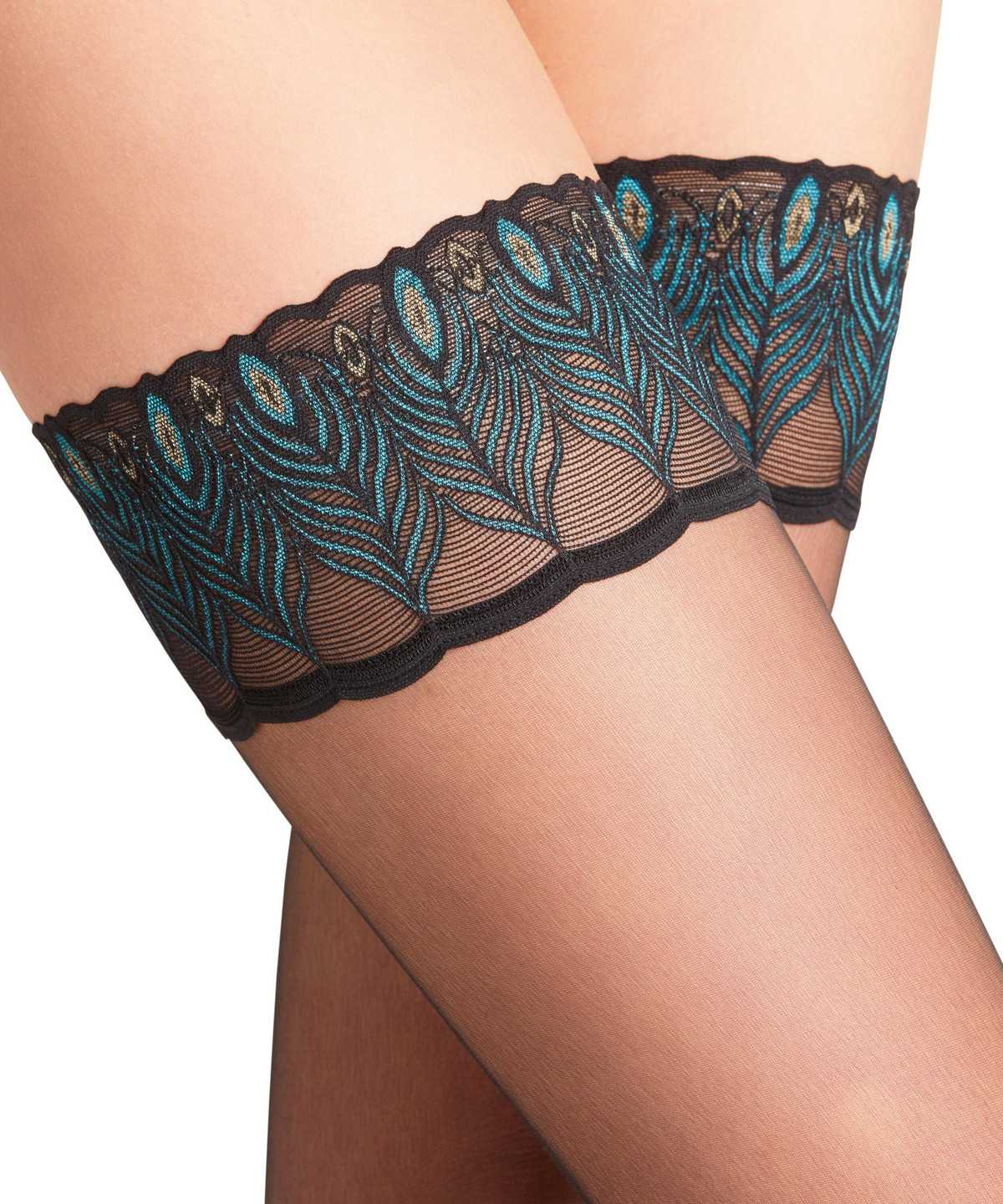 Falke Lunelle 8 DEN Stay-ups Naisten Thigh Highs Mustat | 21086ODMR