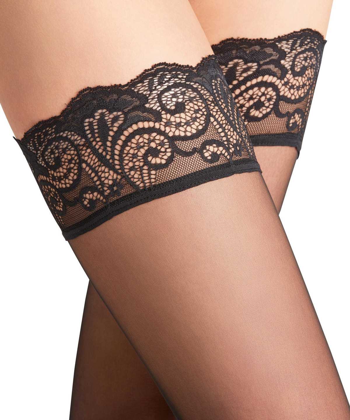 Falke Matt Deluxe 20 DEN Stay-ups Naisten Thigh Highs Mustat | 58376IUGM