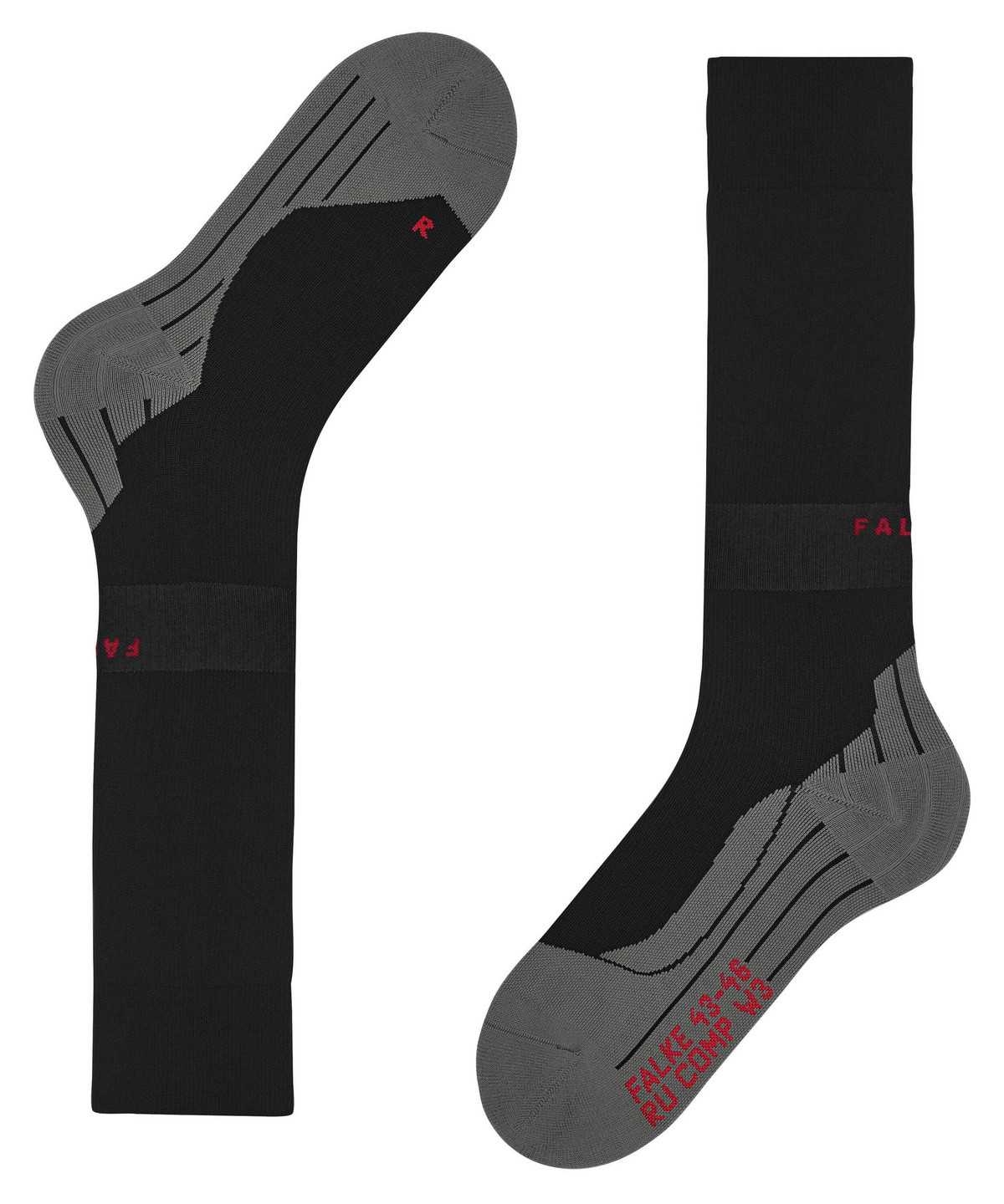 Falke RU Compression Energy Running Knee-high Socks Naisten Sports Socks Mustat | 93671JGFO