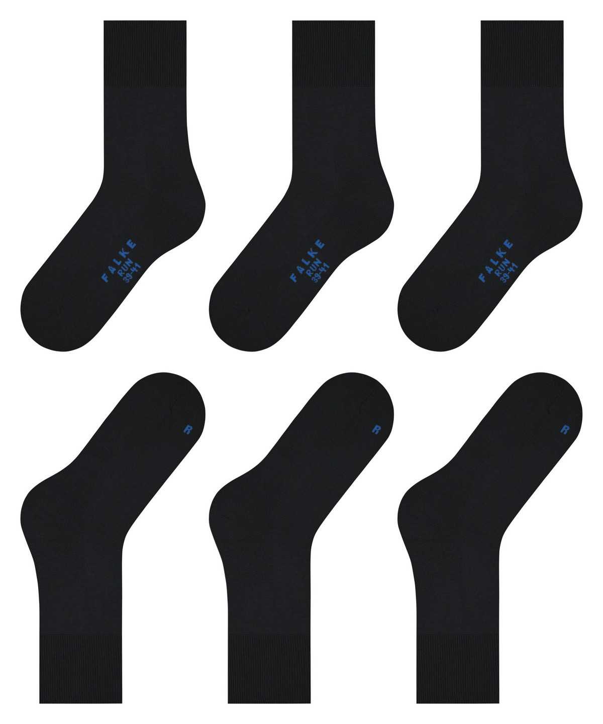 Falke Run 3-Pack Socks Miesten Sukat Mustat | 52738SRMP