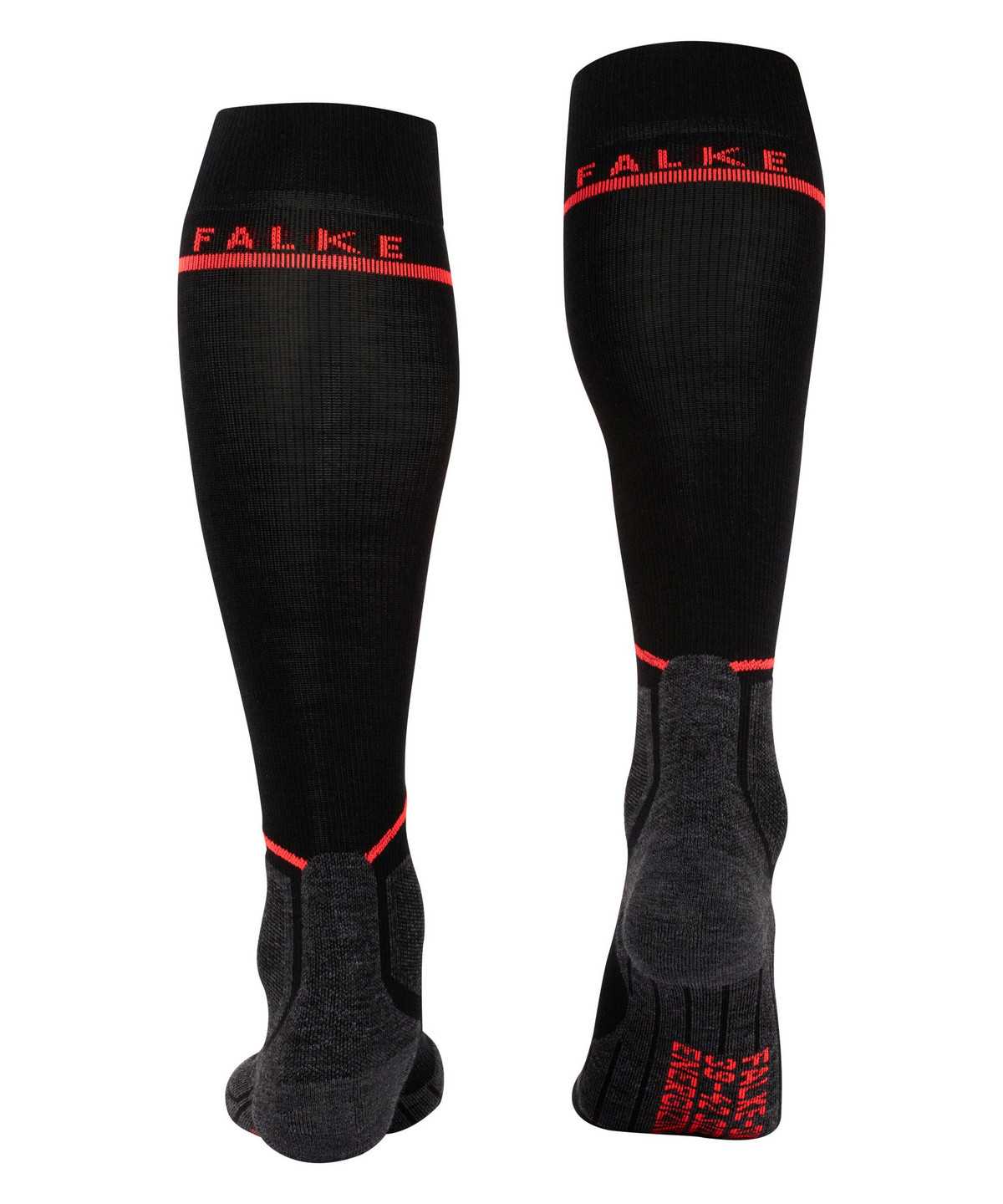 Falke SK Compression Wool Skiing Knee-high Socks Naisten Sports Socks Mustat | 39025JMTS