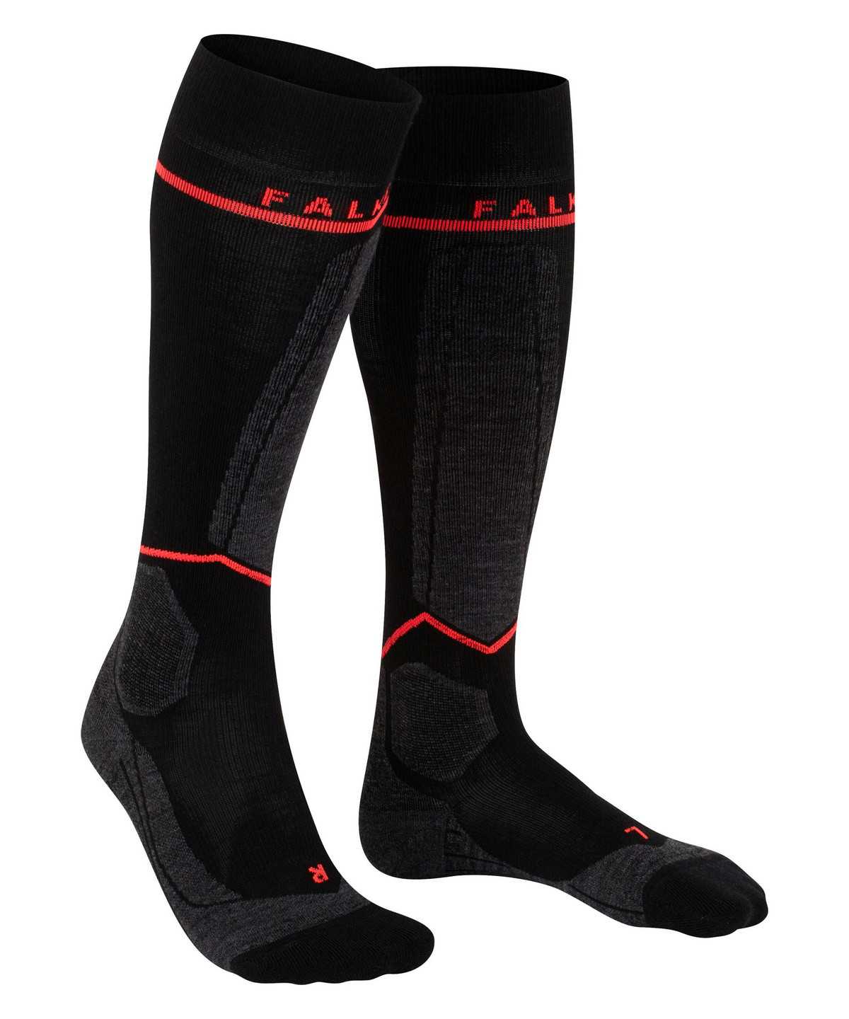 Falke SK Compression Wool Skiing Knee-high Socks Naisten Sports Socks Mustat | 39025JMTS