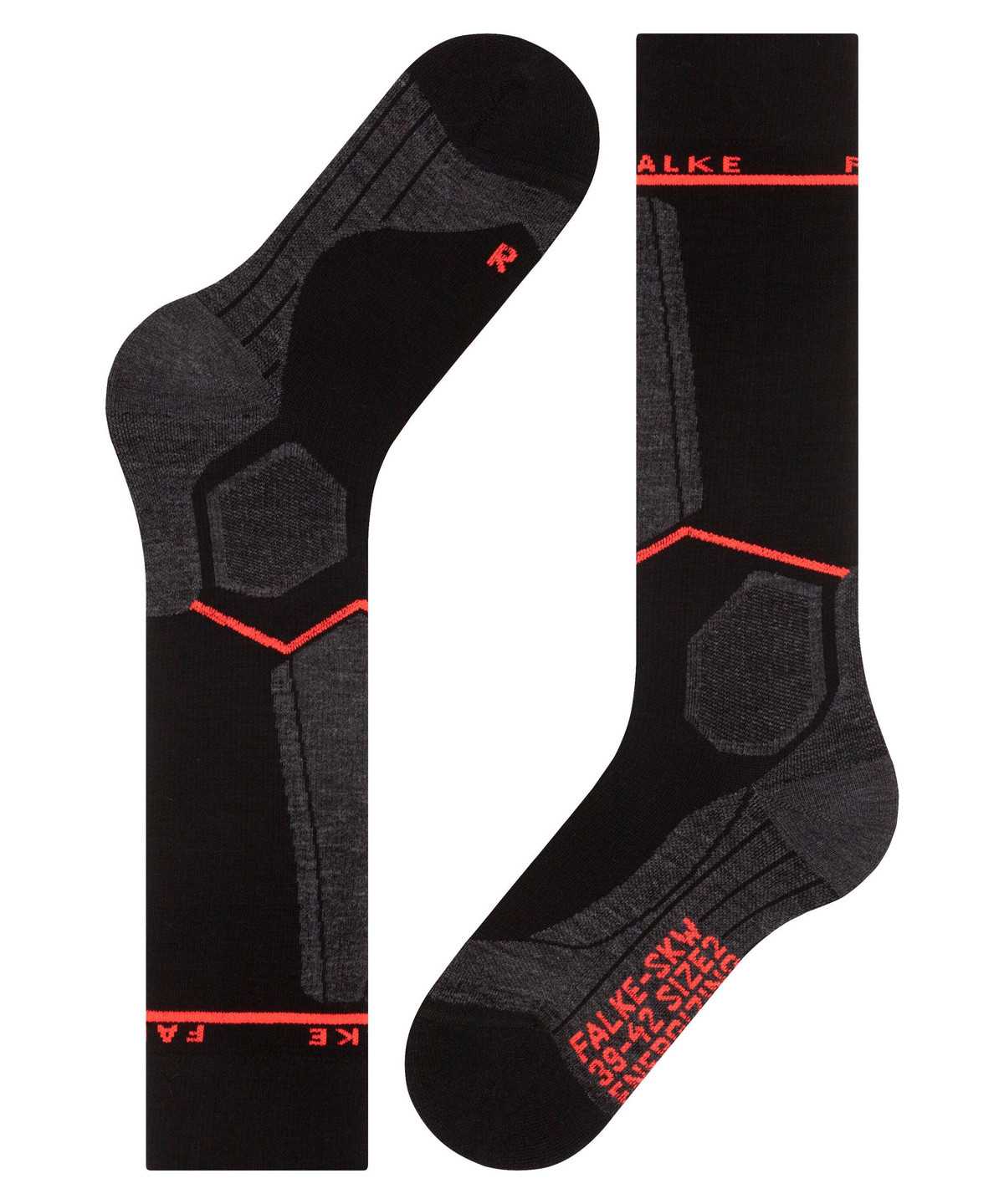 Falke SK Compression Wool Skiing Knee-high Socks Naisten Sports Socks Mustat | 39025JMTS