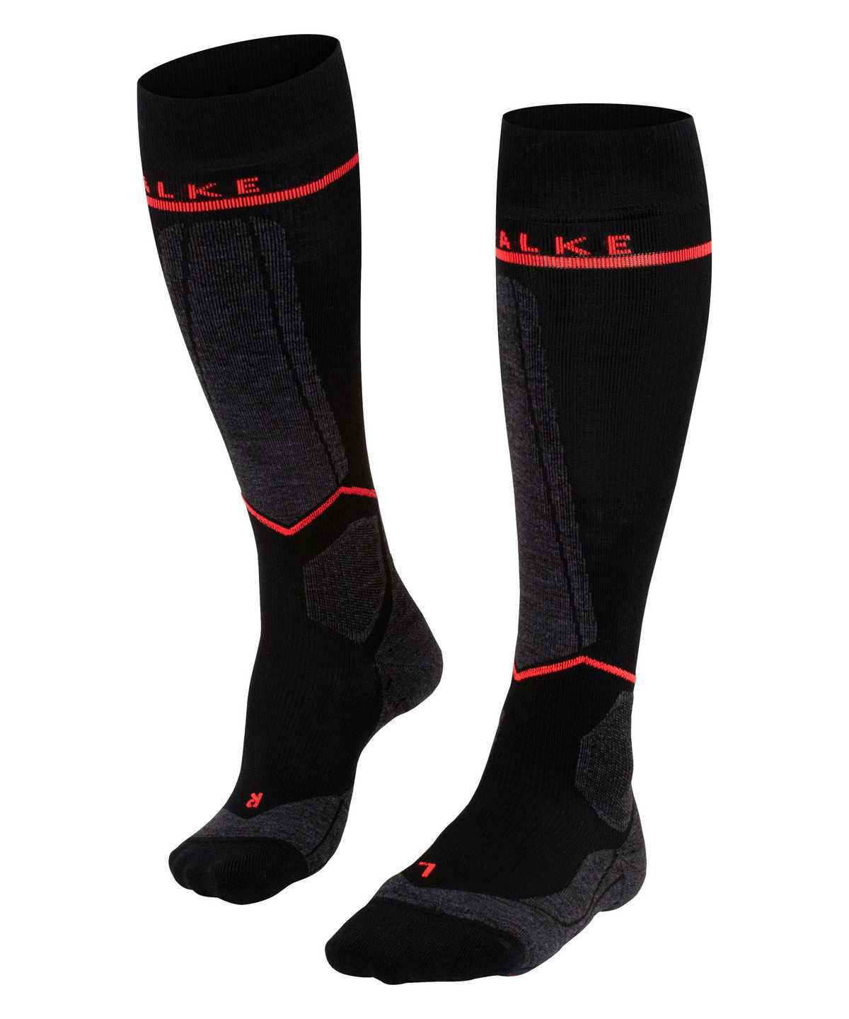 Falke SK Compression Wool Skiing Knee-high Socks Naisten Sports Socks Mustat | 39025JMTS