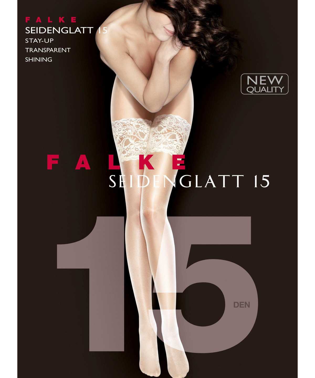 Falke Seidenglatt 15 DEN Stay-ups Naisten Thigh Highs Mustat | 21805CJFU