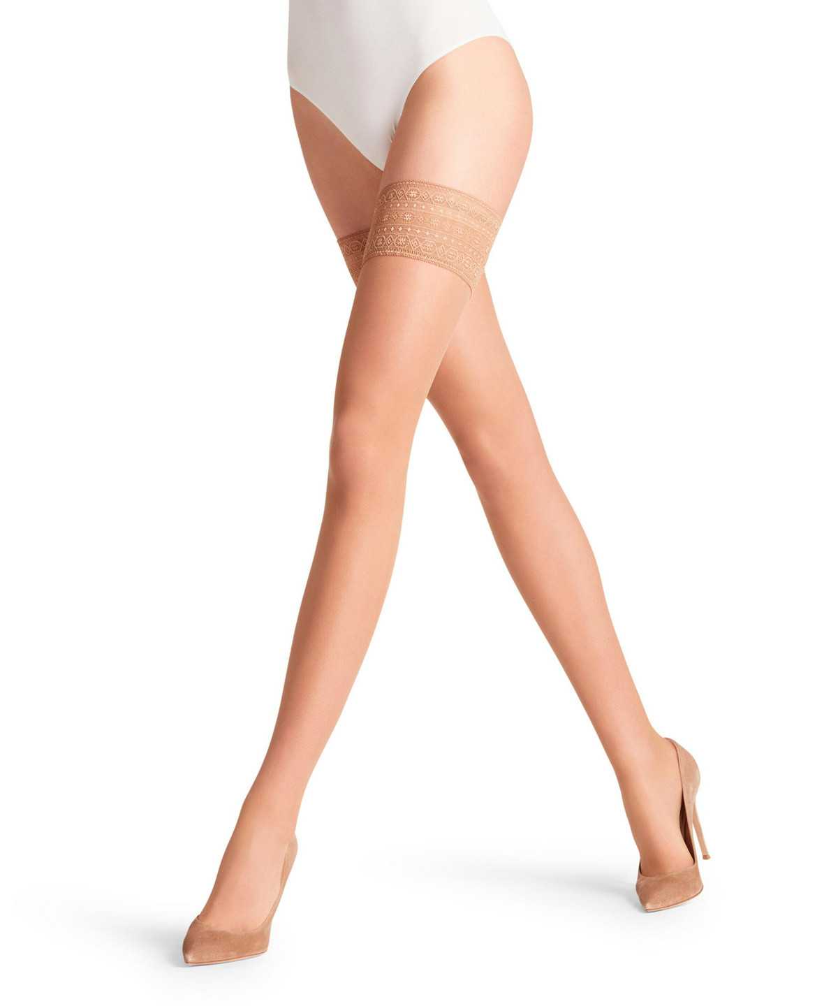 Falke Seidenglatt 15 DEN Stay-ups Naisten Thigh Highs Beige | 57490LBOK