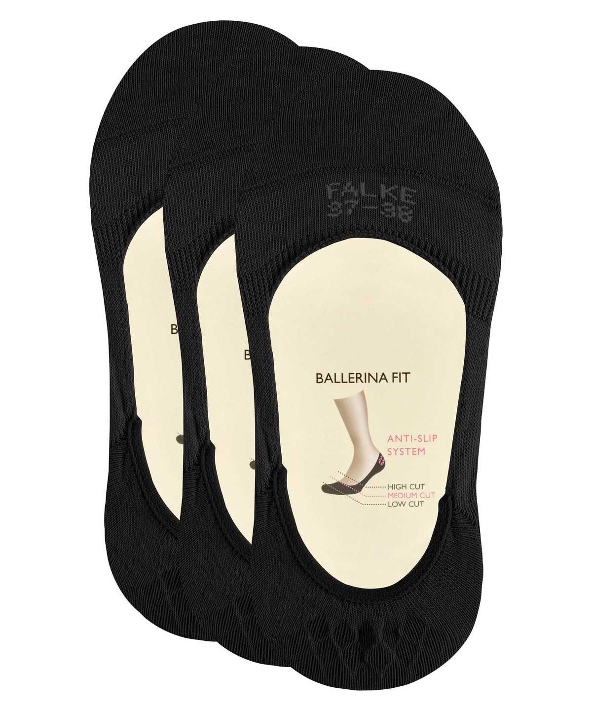 Falke Step 3-Pack Invisibles Naisten No Show Socks Mustat | 35741FRMA