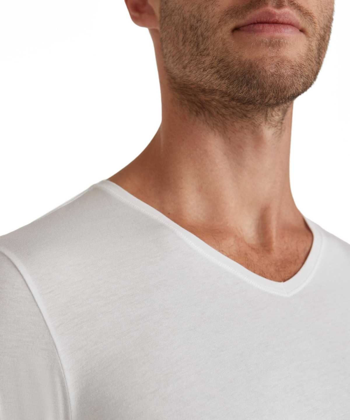 Falke T-Shirt V-neck Daily Natural Miesten Lyhythihainen Paita Valkoinen | 30468YVNZ